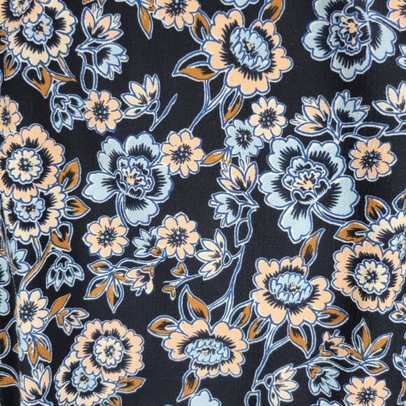 MSK Womens Dress Medium Blue Floral V-neck Baloon Sleeve Lace Trim Shift Midi - Picture 8 of 16